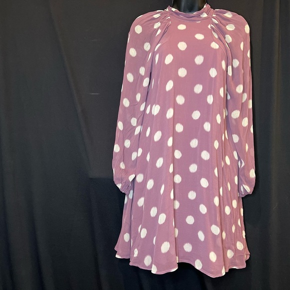 Maeve Polka Dot  Dress - Mauve  and White - Picture 1 of 3